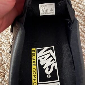 Black Leather Slip-on Vans Deluxe Comfort Ortholite Size 8